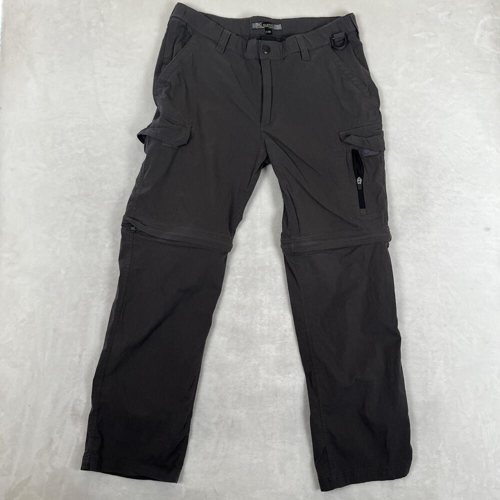 BC Clothing Cargo Pants Mens Large x 32 Gray Convertible Stretch Hiking Outdoor